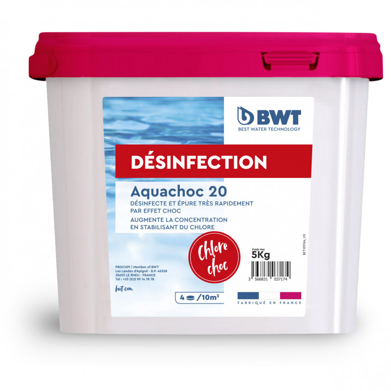 BWT Aquachoc 20, chlore choc en pastilles 20g - 5 Kg